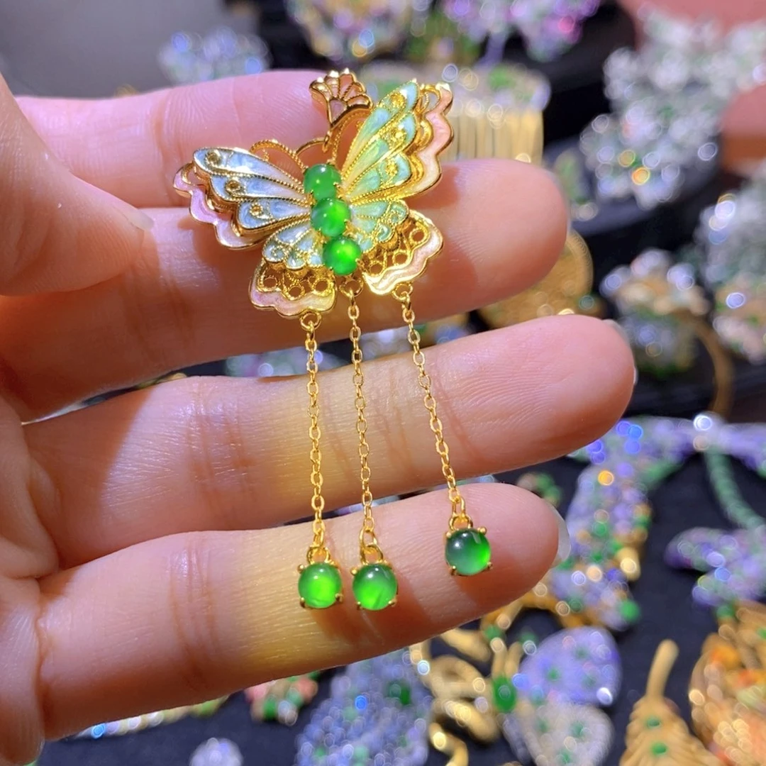 吊坠(不含链)银S925镶嵌翡翠