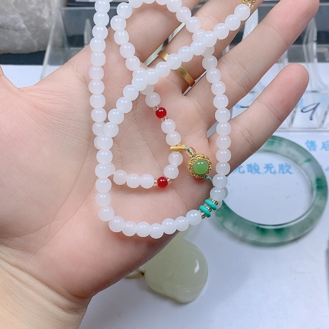 非金属珐琅白月光手串三圈