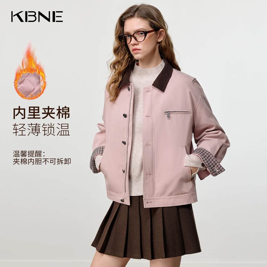 KBNE风衣女爆款2025新款秋冬夹棉轻薄保暖垂感琥珀流光巴恩风外套