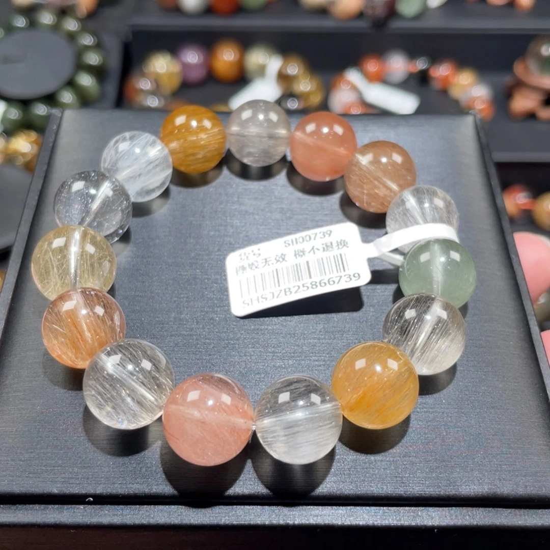 水晶手链未镶嵌兔毛多宝13mm左右