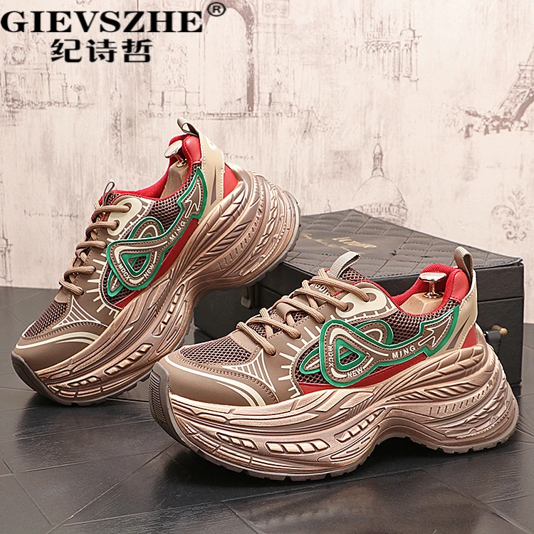 纪诗哲男鞋潮流厚底休闲鞋男士复古百搭老爹复古男款夏季厚底德训