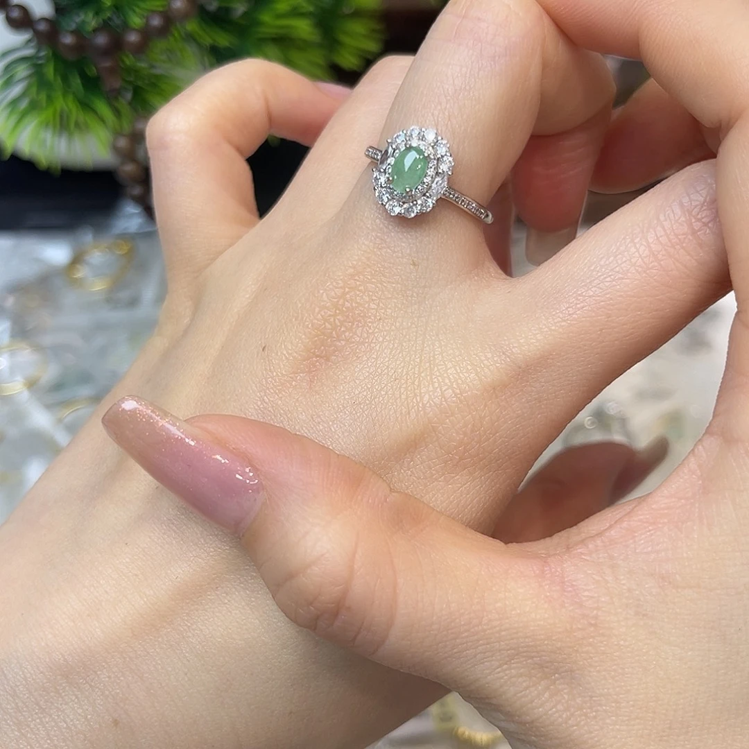 翡翠银S925镶嵌戒指