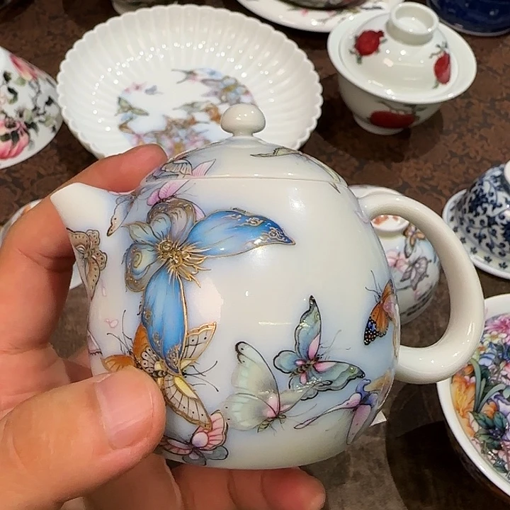 欢***喜艺林堂蝶晶彩龙蛋壶