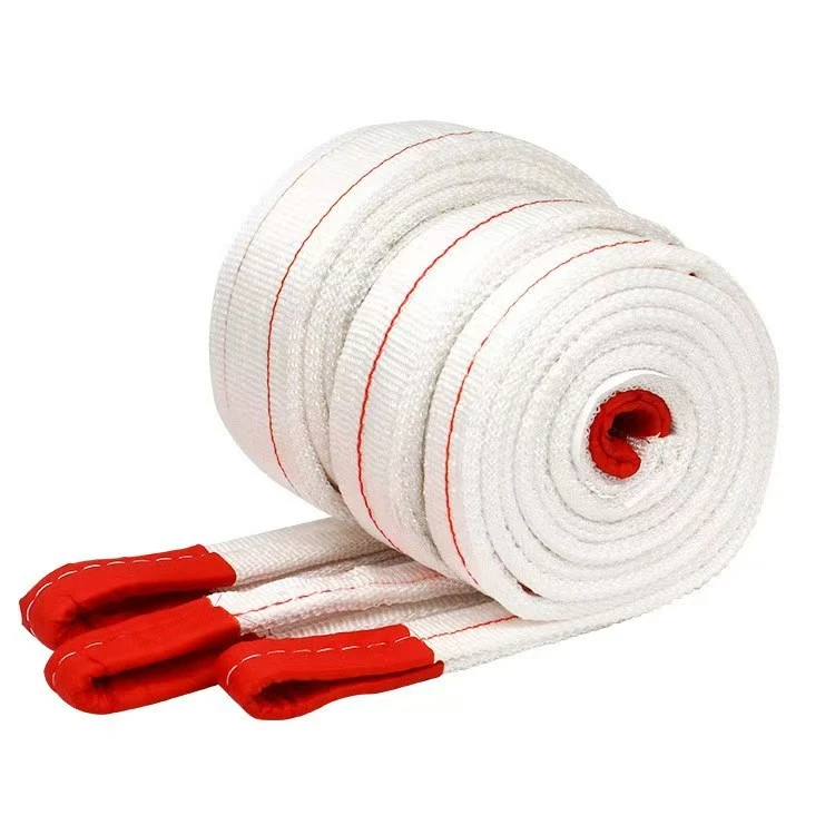 国标白色扁平吊装带四层双头扣