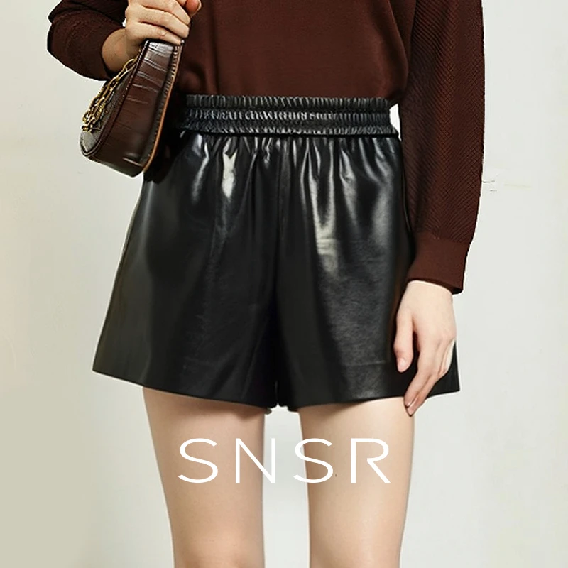 SNSR/圣妮思25秋季新款弹力舒适短裤皮裤蛋白裤251A006DK610