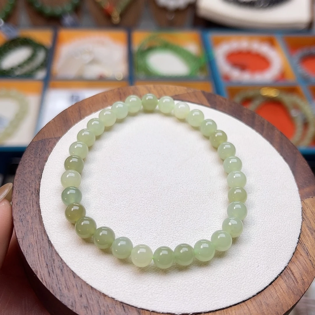 和田玉未镶嵌手串A6卡6