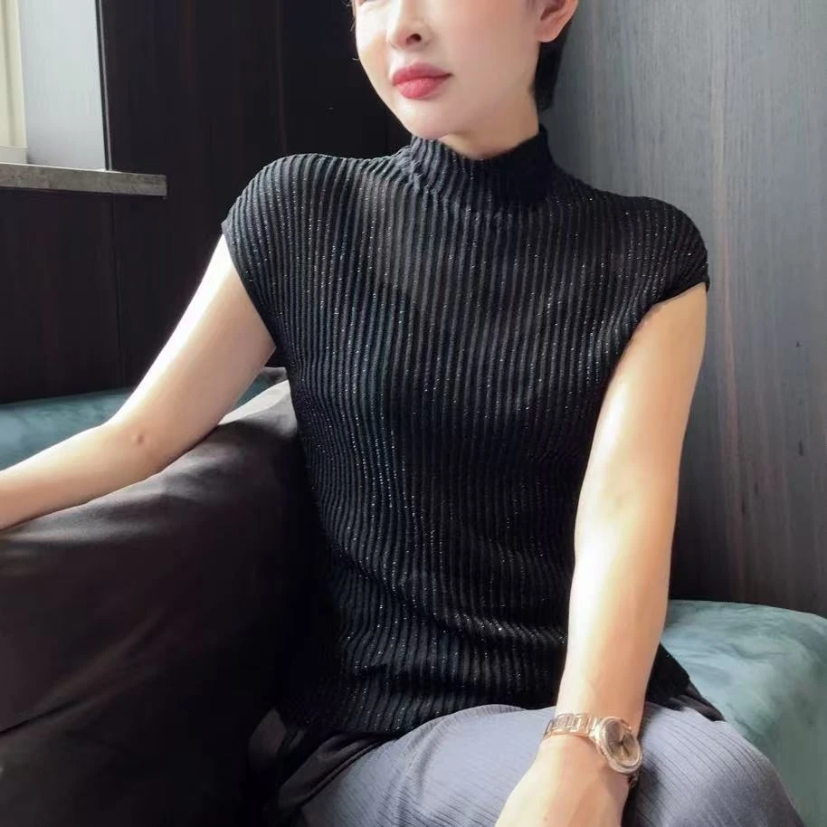 名港-【穹宇垂芒】百搭半高领针织短袖MG8267