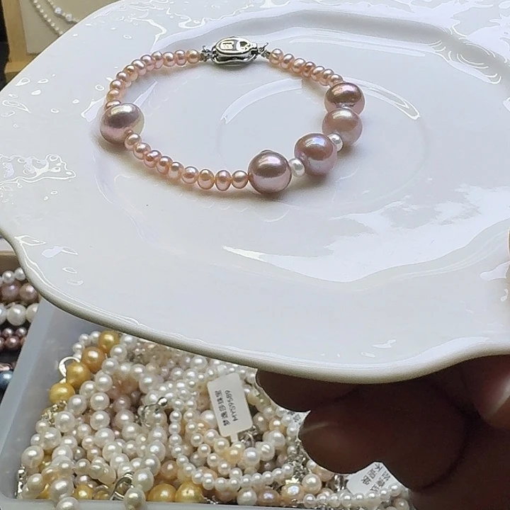 项链的手链是戒指淡水珍珠银S925镶嵌