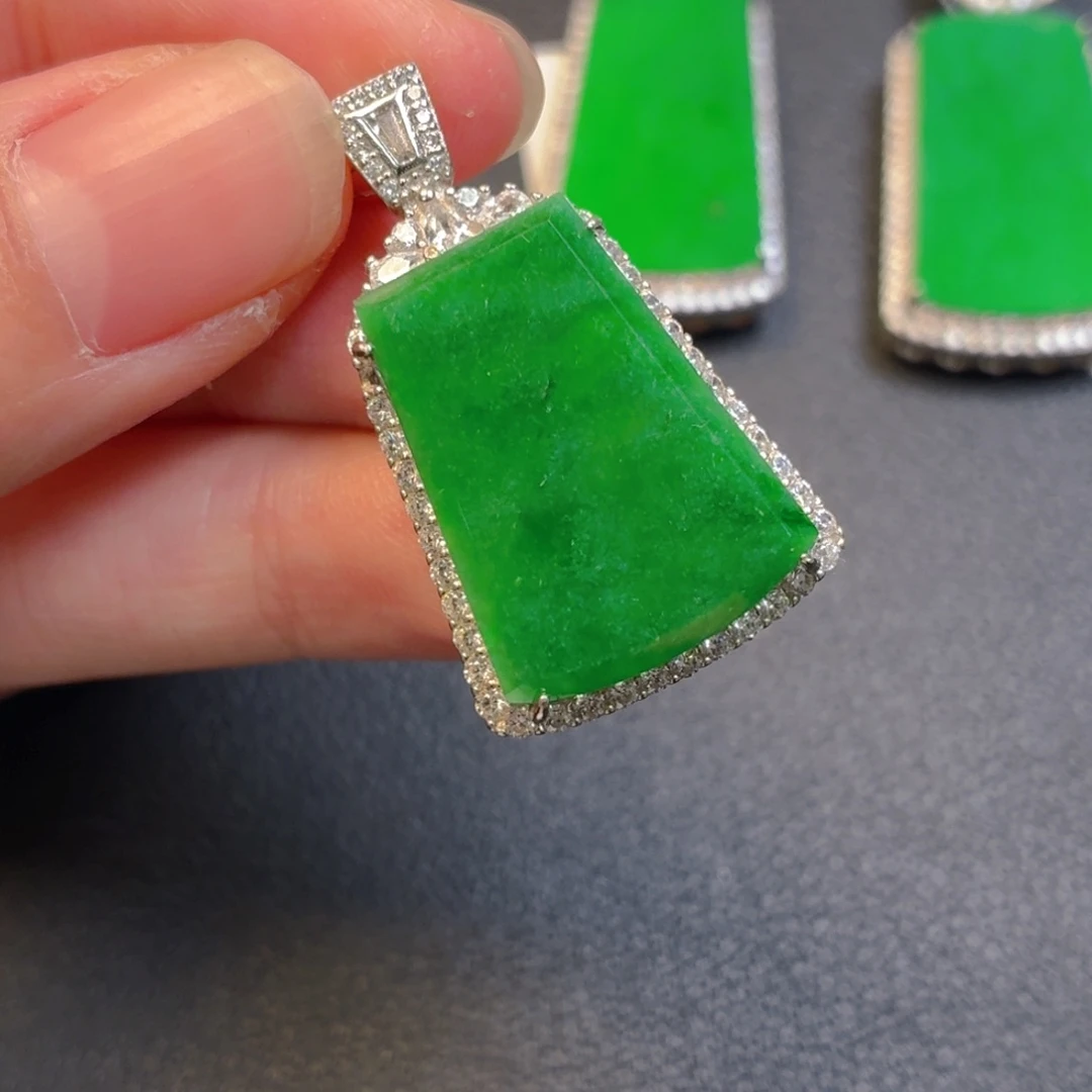 翡翠银S925镶嵌吊坠(不含链)