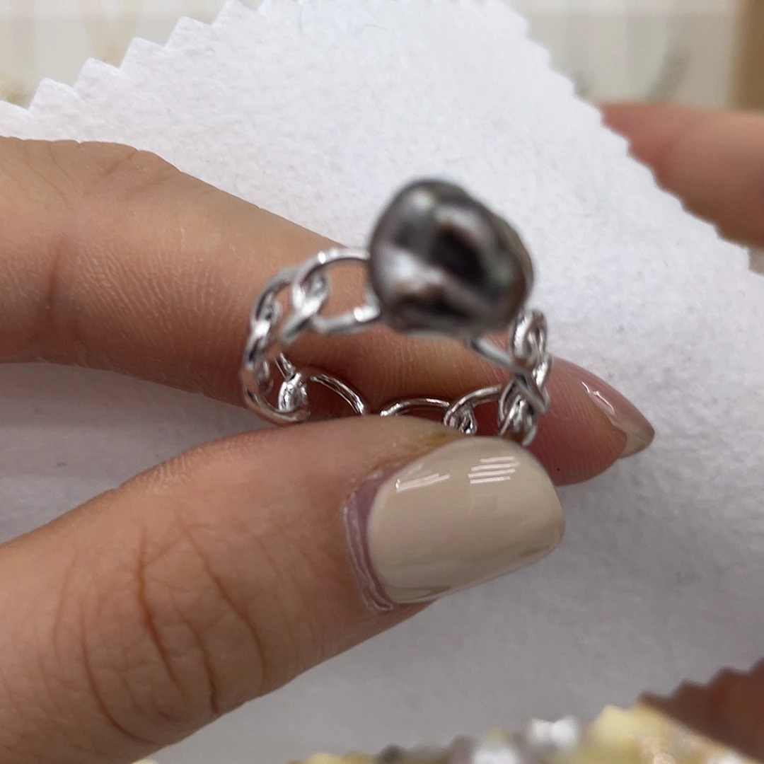 海水珍珠戒指银S925镶嵌