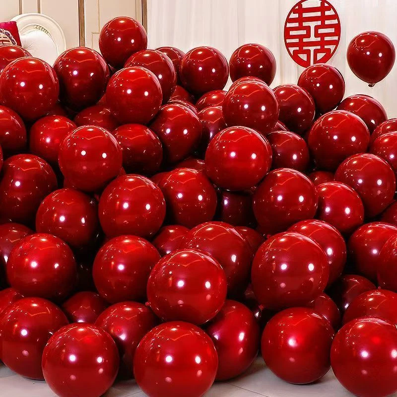 结婚气球婚房装饰气球婚庆婚礼场景布置气球加厚喜字气球红色气球