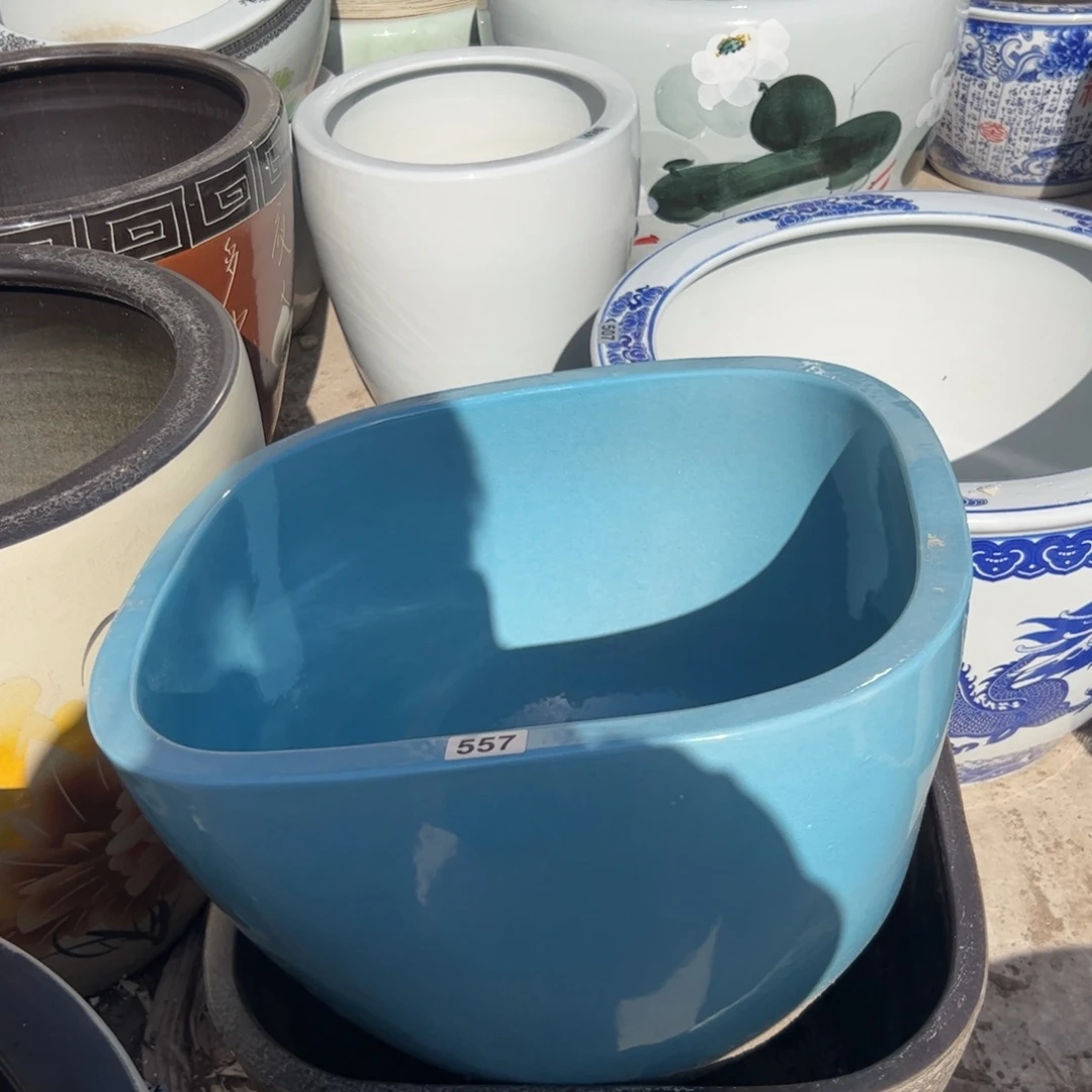 陶摆件微瑕蓝色方形557号