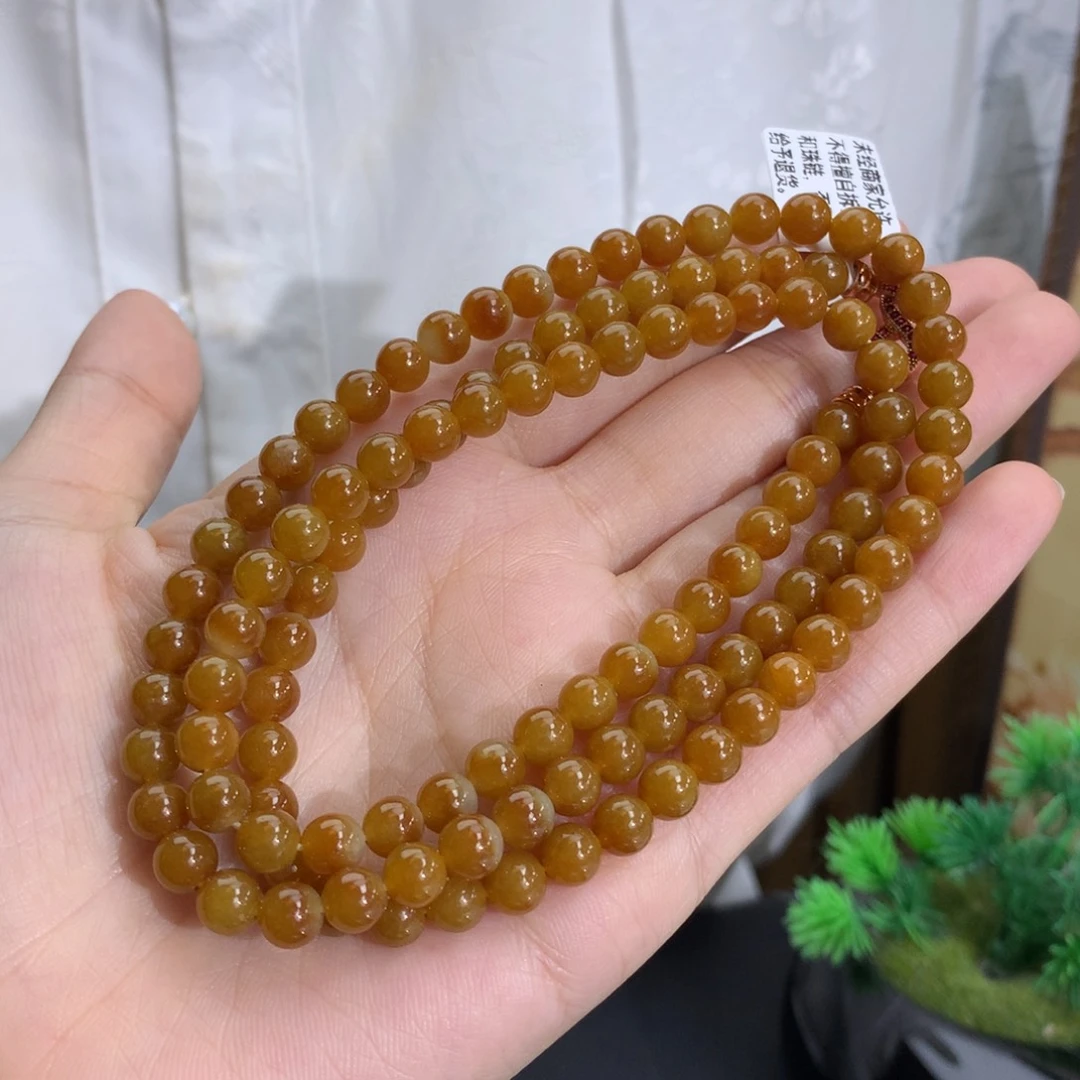 未镶嵌手串翡翠卡6.0冰润油黄翡项链