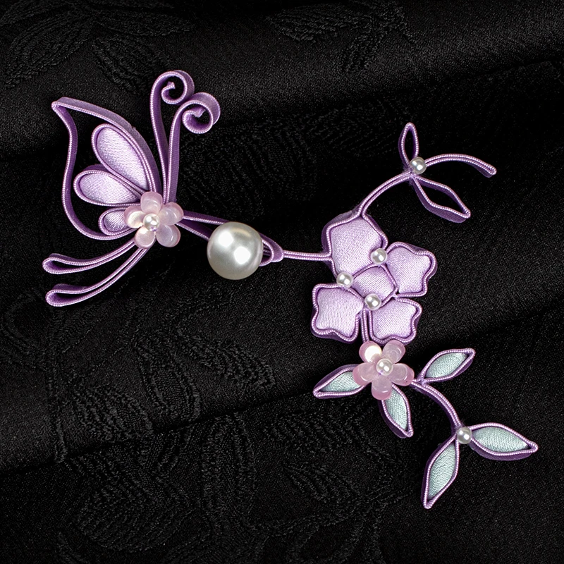 原创手工旗袍盘扣扣子珍珠蝴蝶海棠花扣中国风唐装汉服纽扣装饰扣