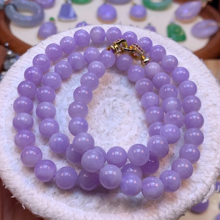 翡翠未镶嵌颈饰《**》红紫颈链