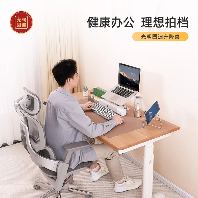 146D电动升降成人桌家用办公室成人桌椅套装简易床边桌电竞桌椅