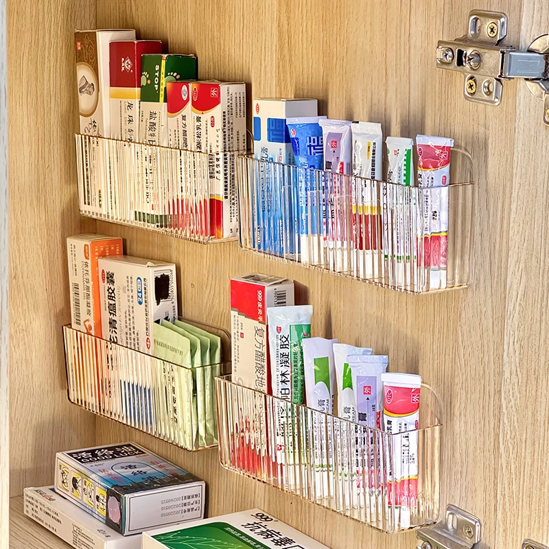 药膏收纳盒镜柜门内侧药品置物架透明分格家用药物壁挂墙小收纳盒