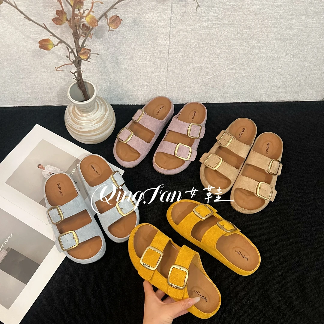 高级感一字拖鞋女外穿时尚2025新款夏季超火厚底防滑百搭勃肯凉拖