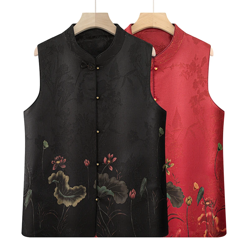 中老年妈妈春秋款马夹老人背心国风款奶奶装马甲老太太坎肩时尚