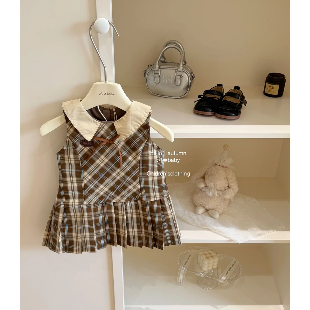 【泡芙baby】格雷系女童韩版连衣裙春夏新品洋气女宝学院风背心裙