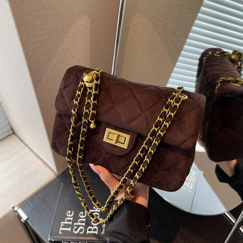 时尚气质通勤包包女高级感菱格包小众小香风设计单肩斜挎包