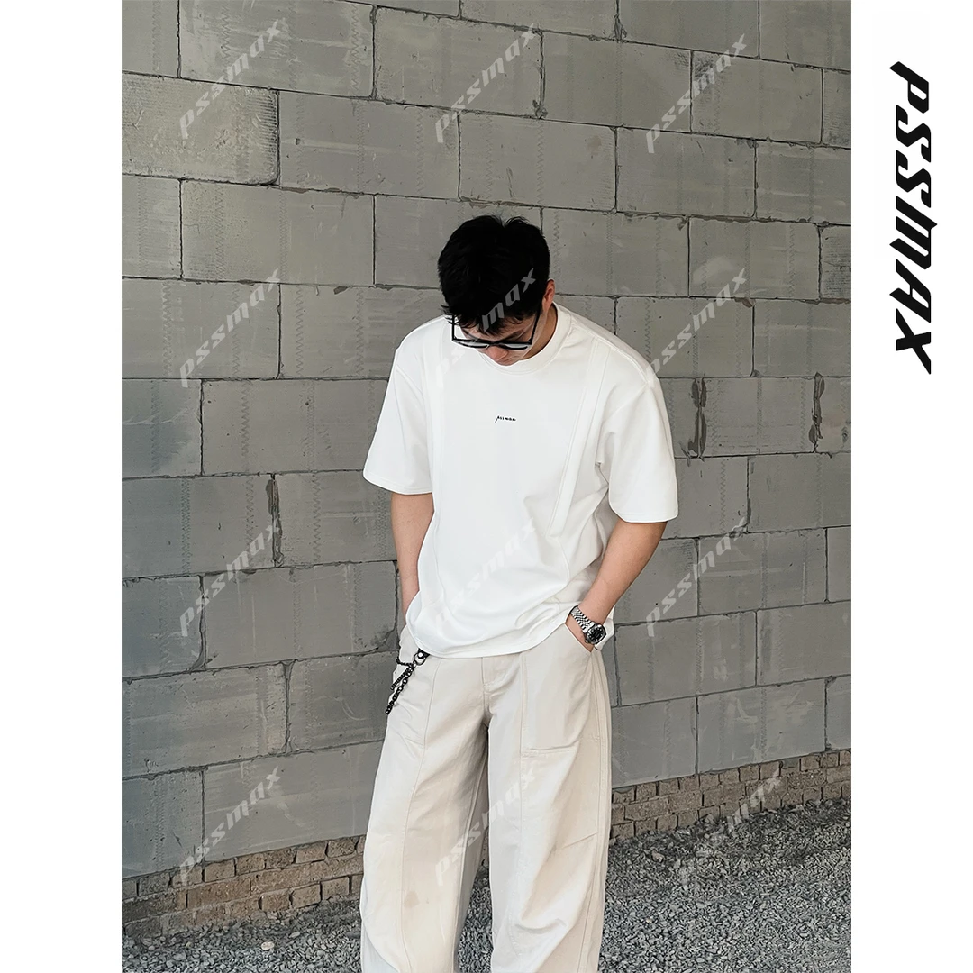 【现货】胖俗俗 pssmax【双肩活页捏褶】2025夏季新款宽松休闲短袖T恤