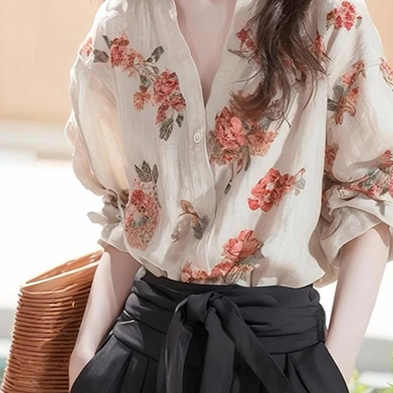 小众炸街高级感女装碎花衬衫爆款2025春秋季财阀千金漂亮甜美小衫