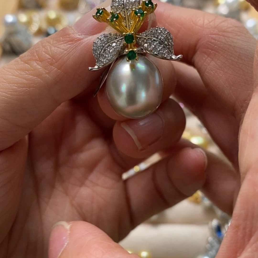 海水珍珠颈饰银S925镶嵌