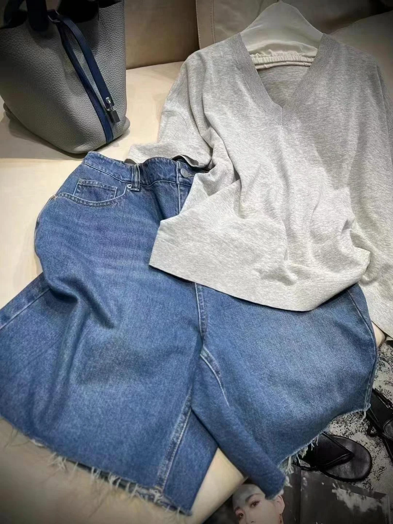 甜辣慵懒风蝙蝠袖V领耐磨短袖T恤女士韩版套装圆领休闲半袖6121