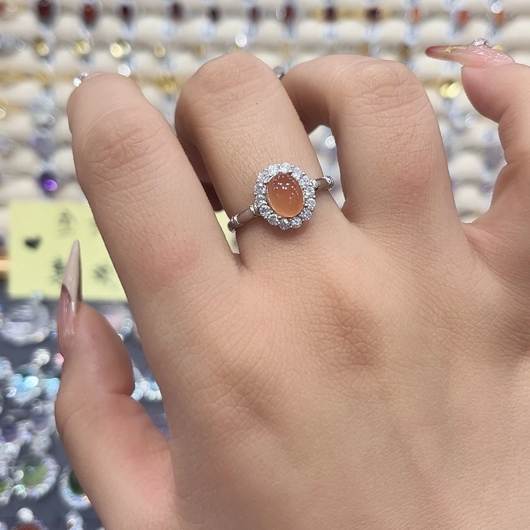 蛇纹石玉银S925镶嵌戒指