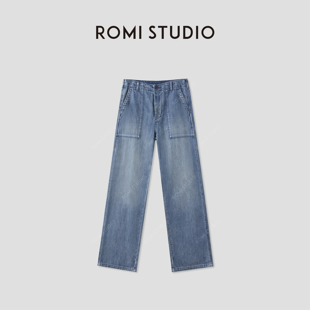ROMI STUDIO“T恤牛仔”舒适纯棉多重洗水直筒工装牛仔裤RWCSXD3088
