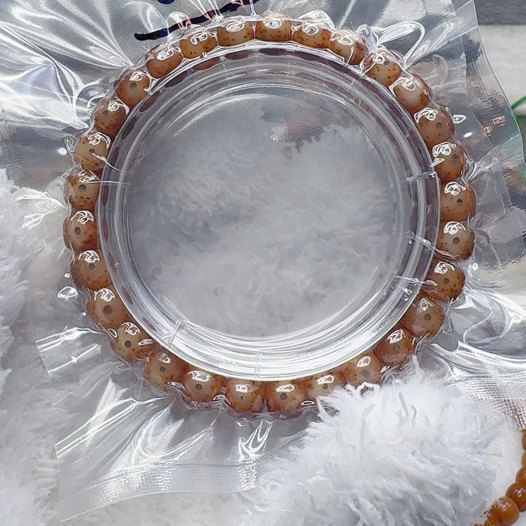 星月菩提手串2全玉华粉冰星月菩提单圈8×7