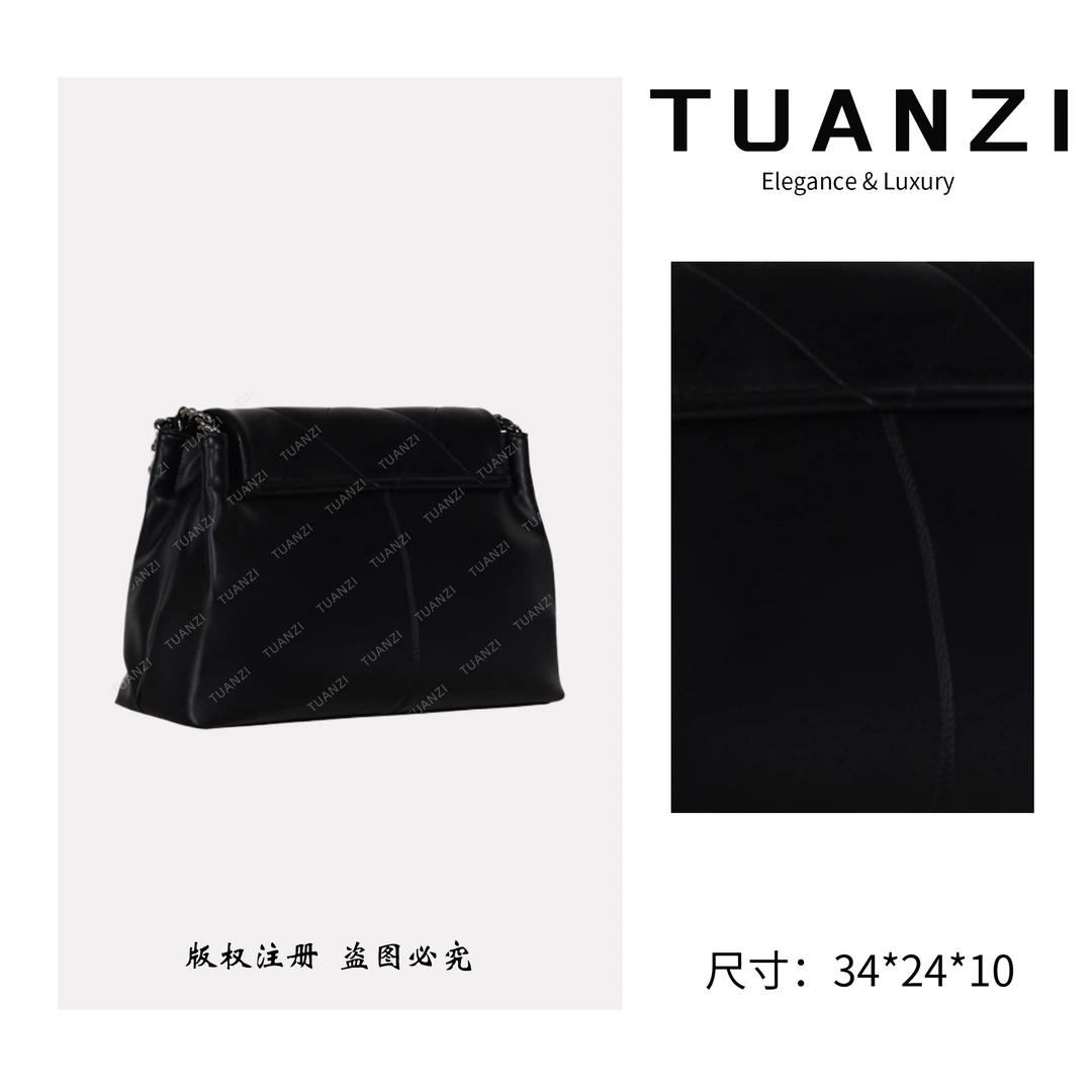 TUANZI〖高端玩家〗小众设计秋冬新款斜跨包 GQ-17761-黑色