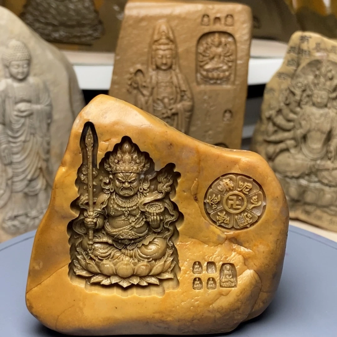 石材新疆戈壁石雕刻摆件