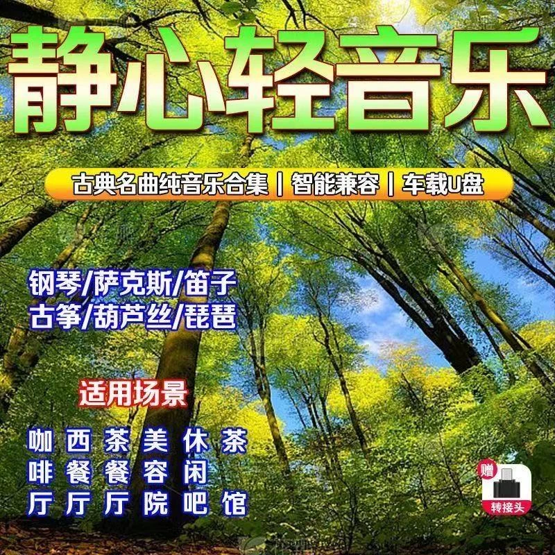 【1200首】茶室餐厅养生馆古典会所轻音乐u盘高音质舒缓车载优盘