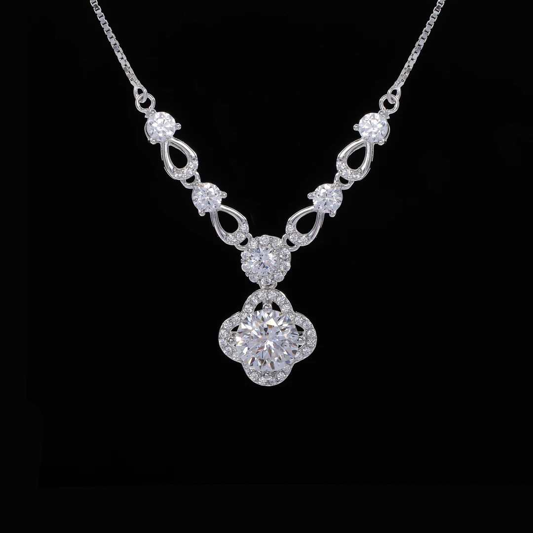 坠链均925银莫桑石 木木（SY4426）MS-1816Q 1克拉项链45厘米