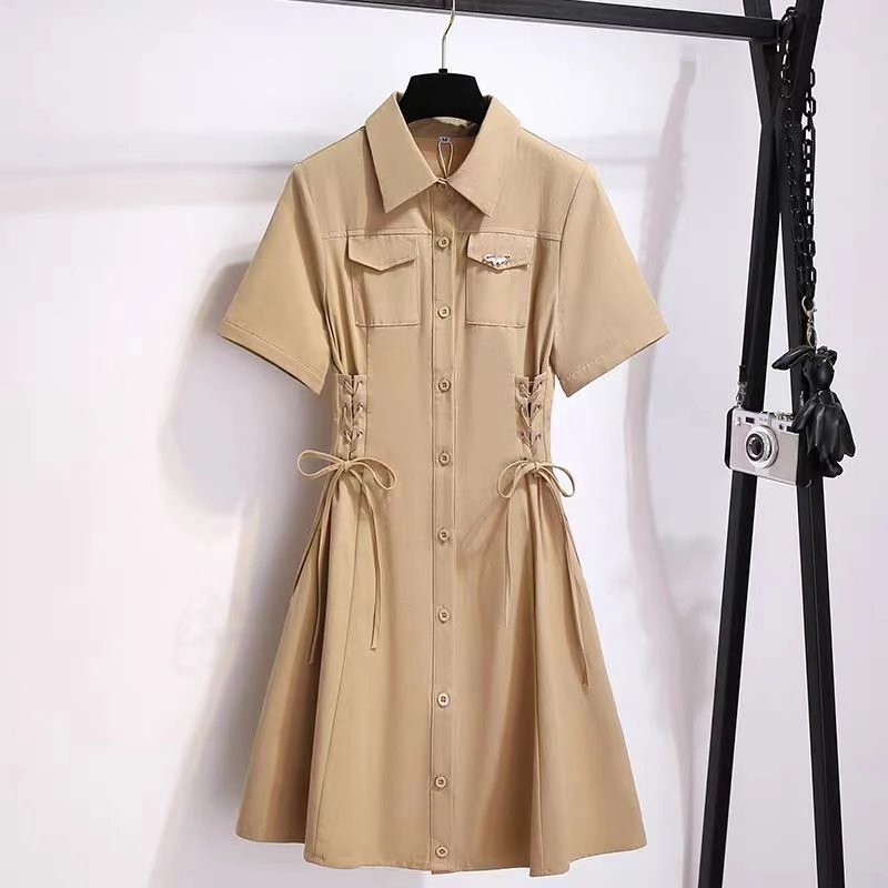 12035-裙长约85）气质绑带收腰高级感连衣裙