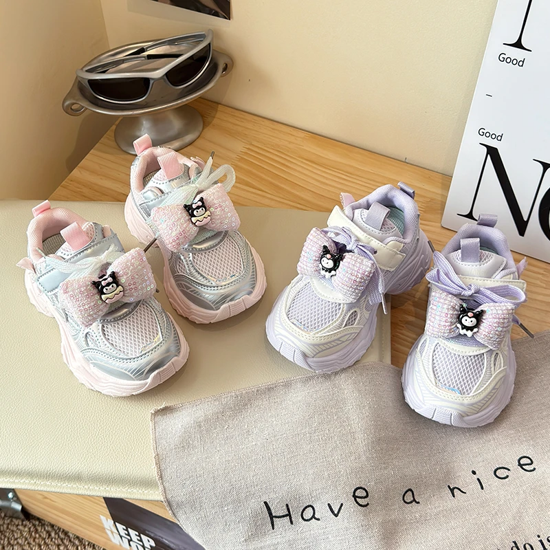 儿童巴黎老爹鞋2025春秋季新款女童网面休闲鞋女童防滑软底跑步鞋