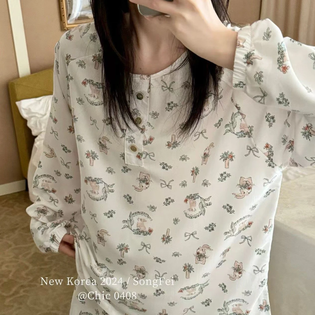 王少生活馆～福福款～童话森林系卡通印花春夏薄款简约舒适女家居服