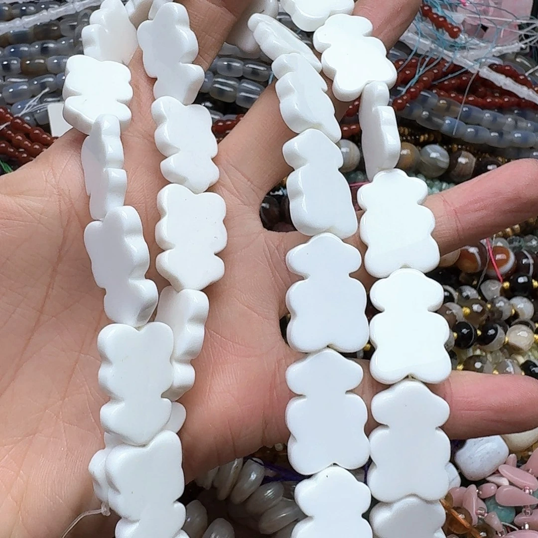 玛瑙/玉髓合金珠宝半成品一条17x24m瓷白玛瑙