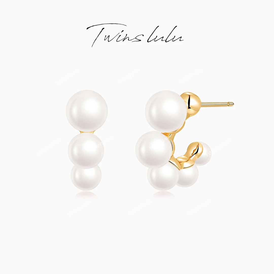 TWINS LULU 镀K金韩国法式半圈轻奢设计感手工耳环TSL336