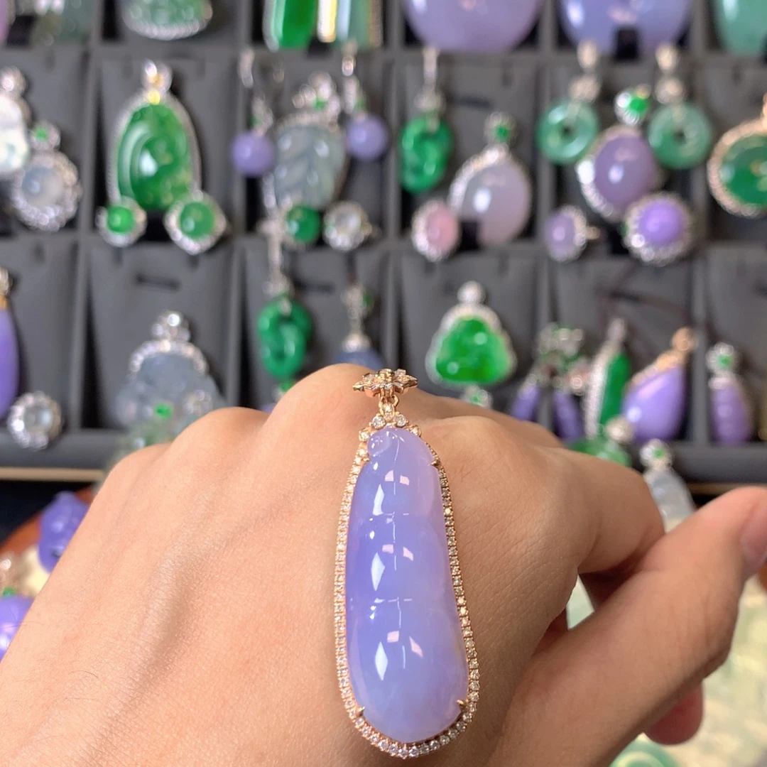 翡翠18K金镶嵌吊坠(不含链)