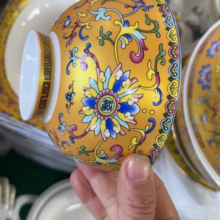 瓷片土豪金碗六个4.5村