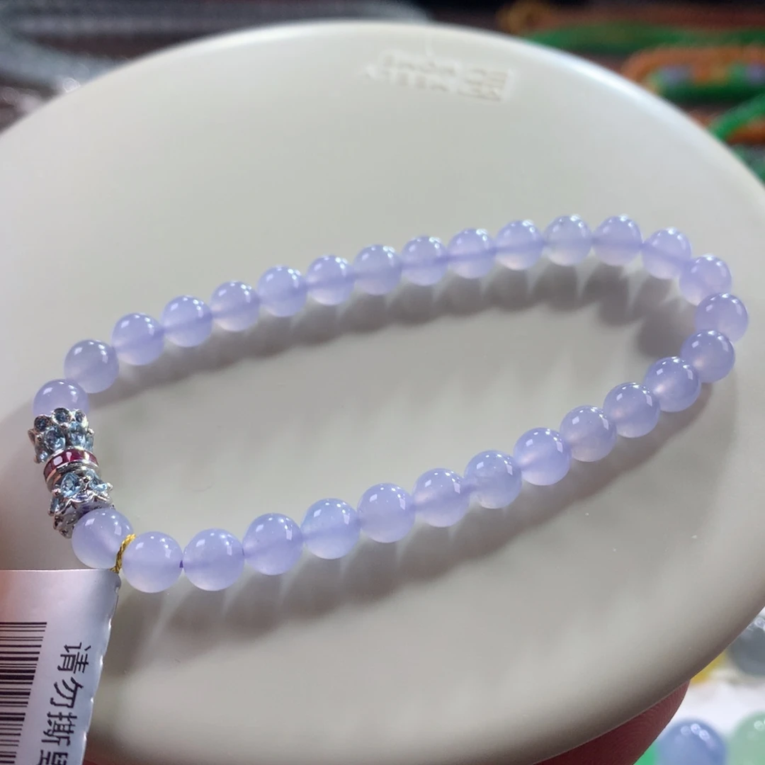 翡翠未镶嵌手链翡翠冰胶底梦幻仙紫卡5.60+