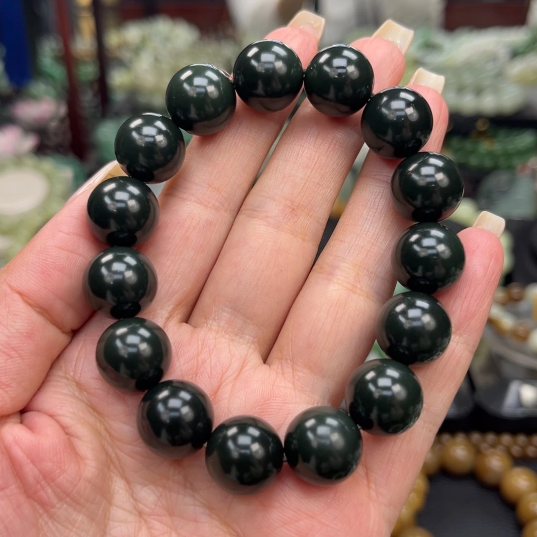 和田玉手串未镶嵌和田玉新疆塔什库尔干县黑青卡14