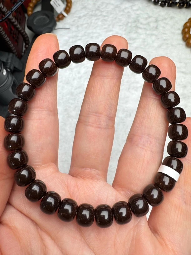 椰蒂 8✖️7老型桶珠 单圈手串原生态