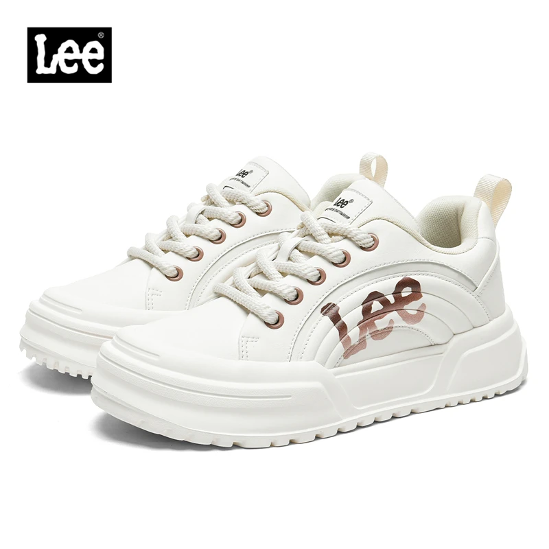 Lee厚底小白鞋男款2025春季百搭增高真皮男鞋舒适板鞋休闲鞋子