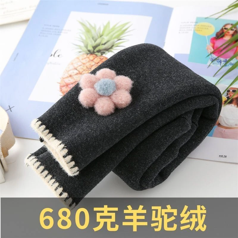 女童加绒打底裤羊羔绒儿童加厚秋冬装外穿洋气宝宝棉裤一体绒裤子