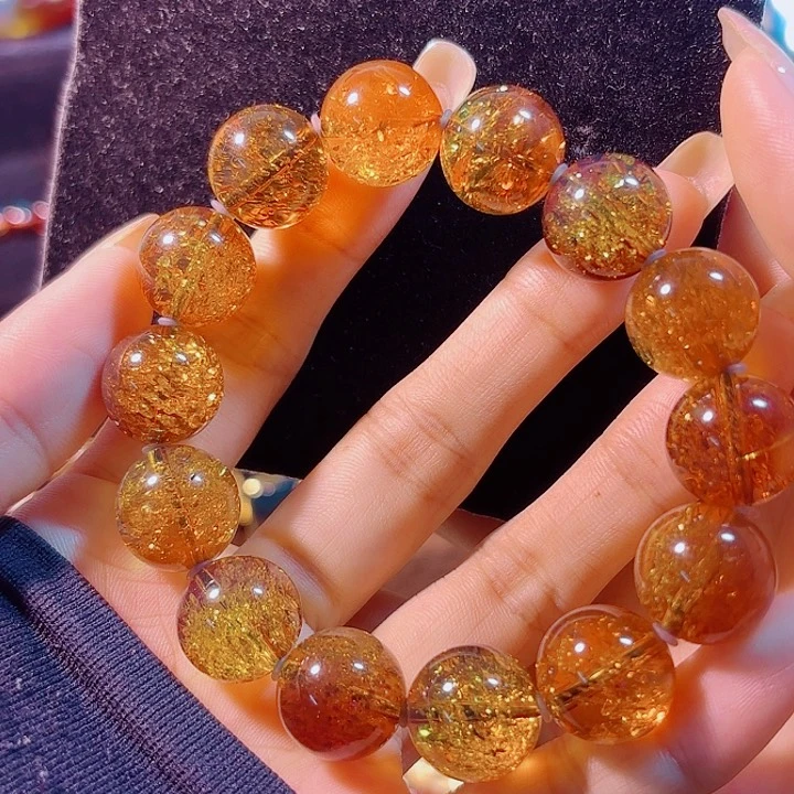 未镶嵌蓝珀珠宝奇石墨西哥红蓝金沙手串15