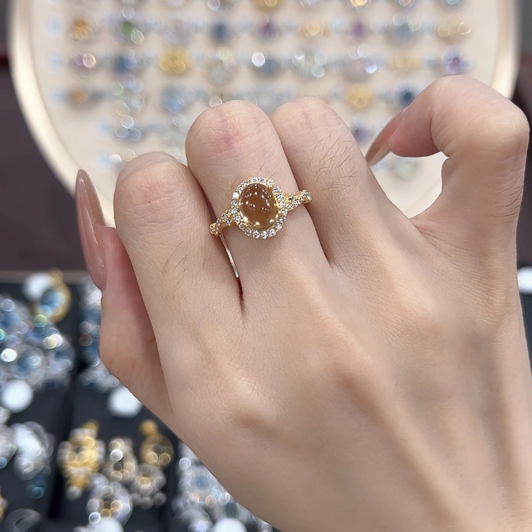 蛇纹石玉银S925镶嵌戒指